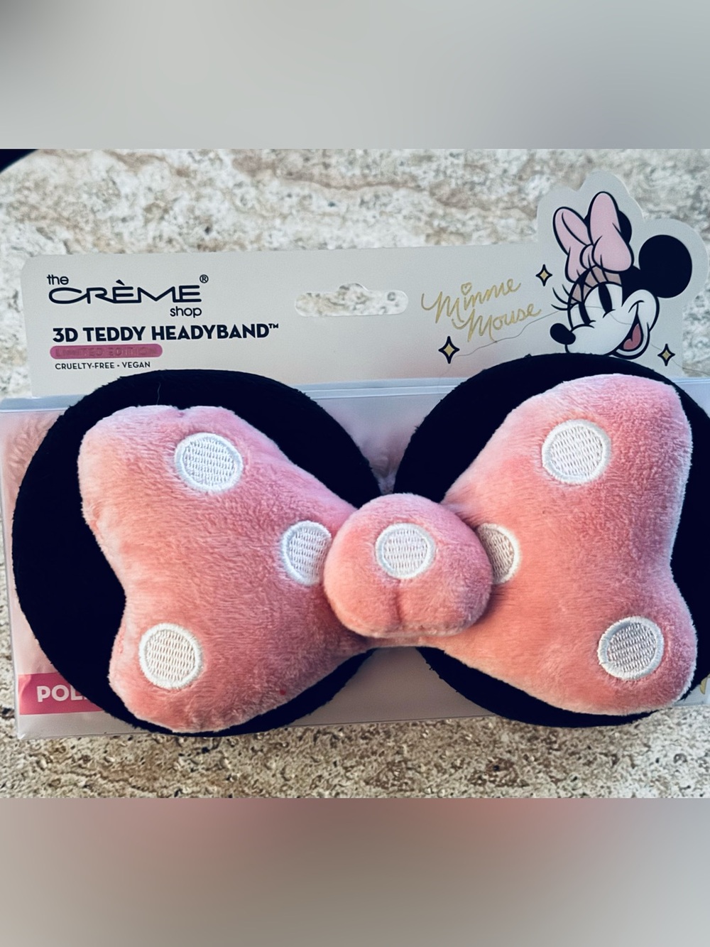 The Crème Shop Minnie Mouse 3D Teddy Headband in Pink & Black NEW